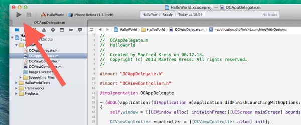 Xcode 5: Der Build Button Screenshot
