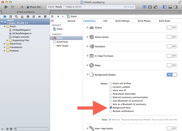 ObjectiveCeeds: Background Modes in Xcode 5 Capabilitys